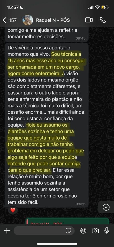 Depoimento de aluna