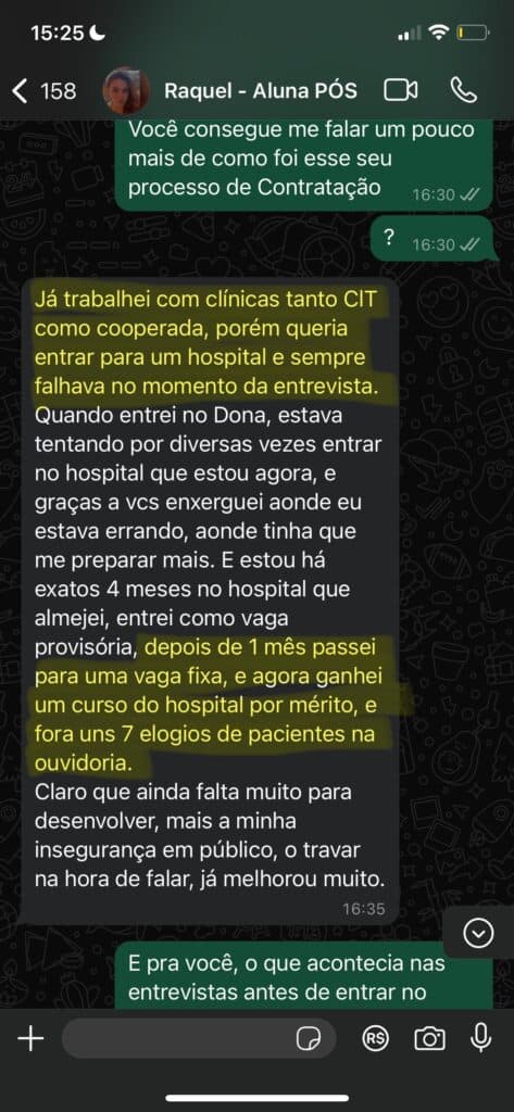 Depoimento de aluna
